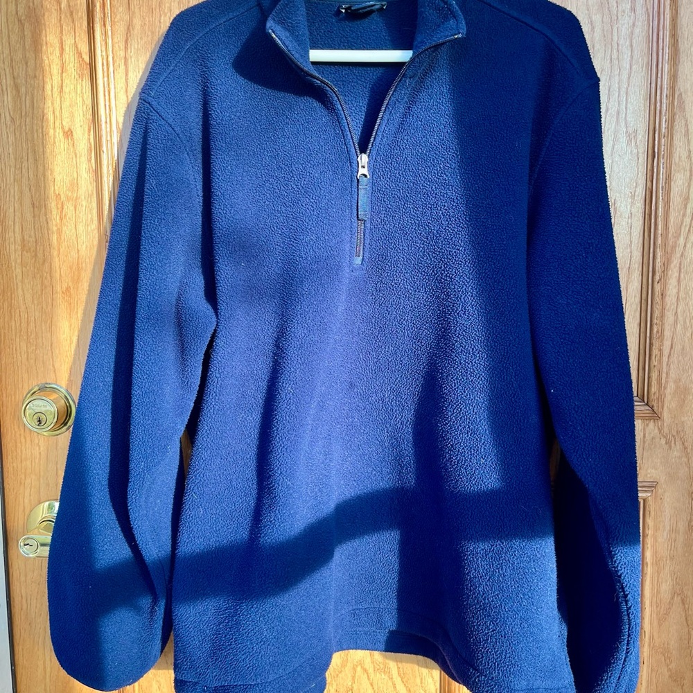 Lands’ End Men’s Fleece‎ Pullover Jacket, Size XL, Navy Blue